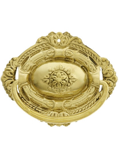 Victorian Style Single Post Pull - 2 3/4 inch Width in Unlacquered Brass.